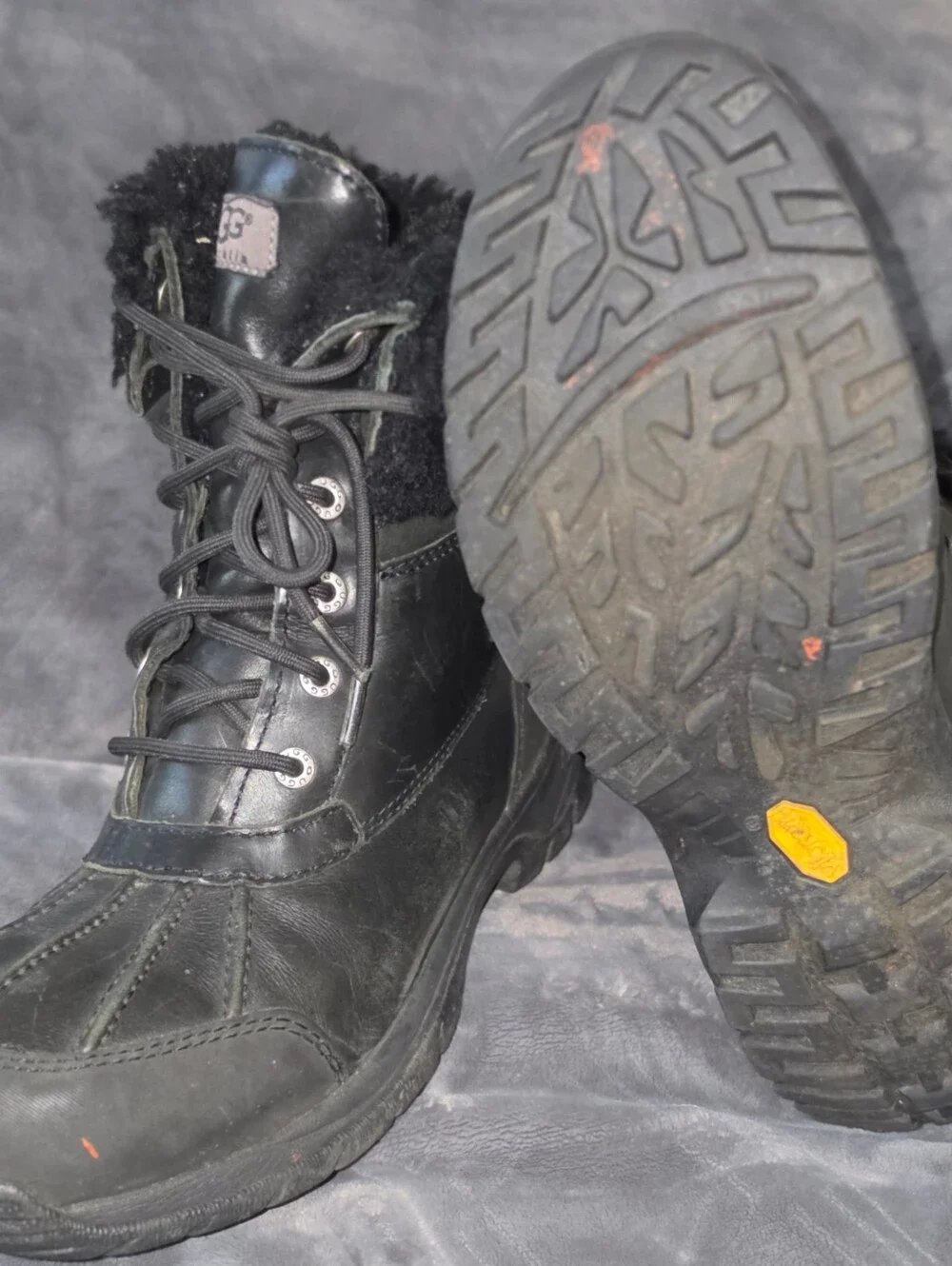 UGG Butte Waterproof Leather Shearling Winter Boots ~ Black 5521 | Men's: 10